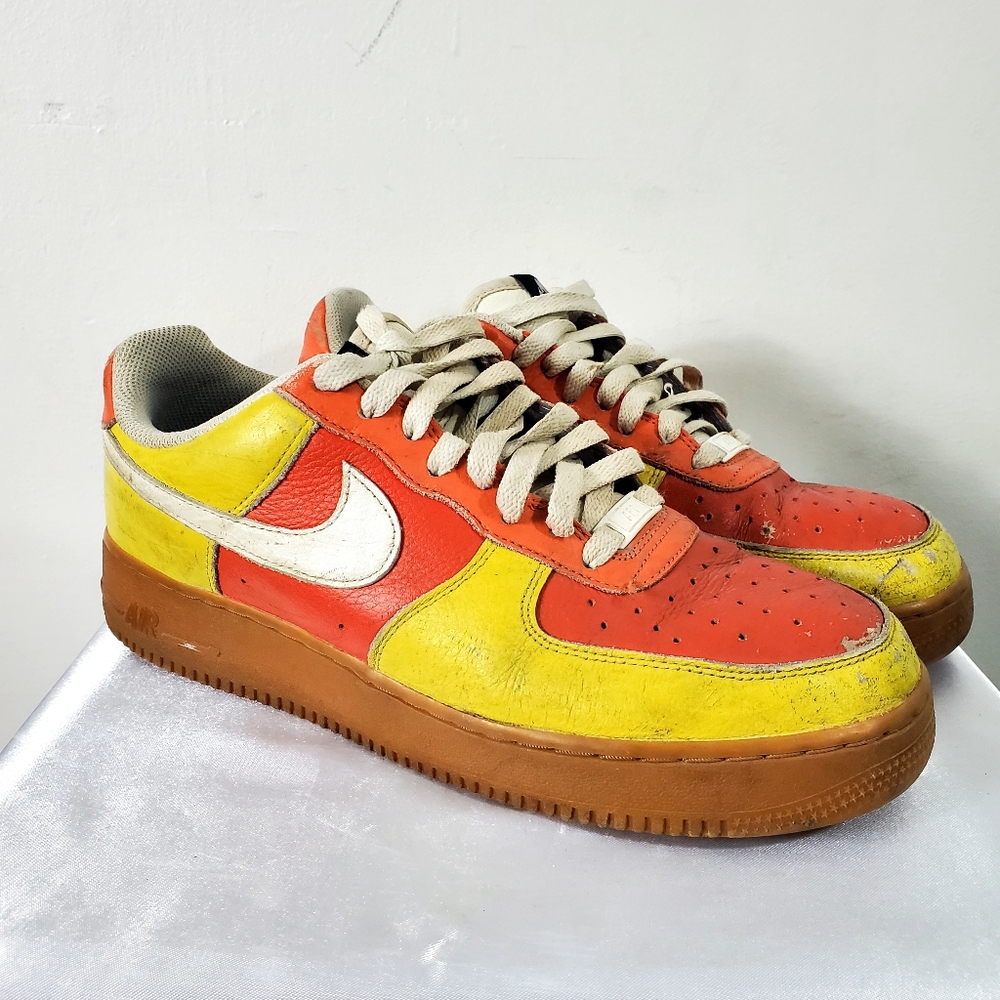 Nike Air Force 1 Low Yellow & Orange Leather Sneakers
